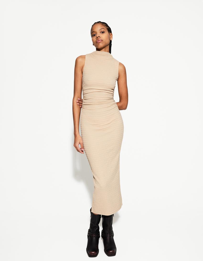 TEXTURED MIDI DRESS