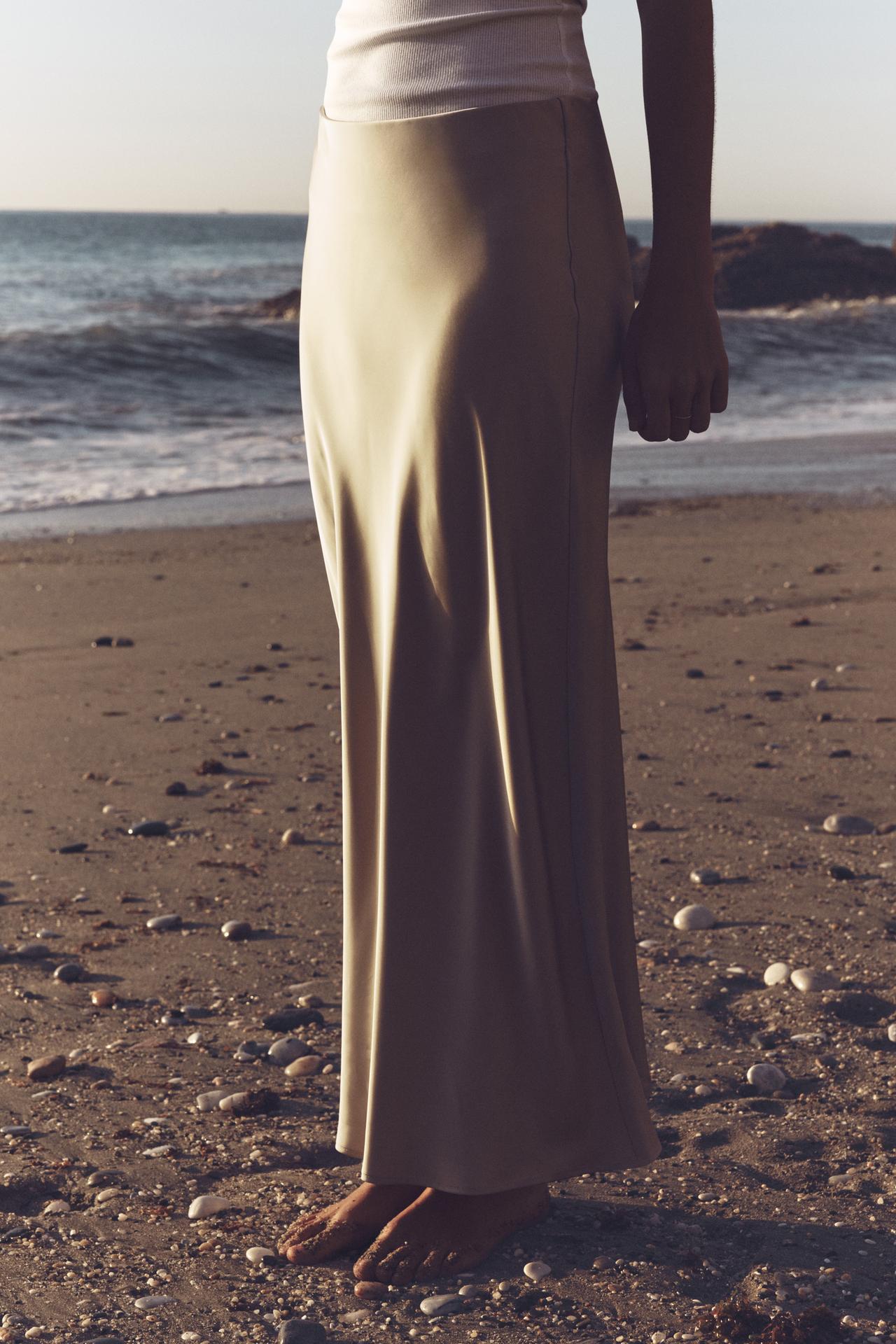 SATIN MIDI SKIRT