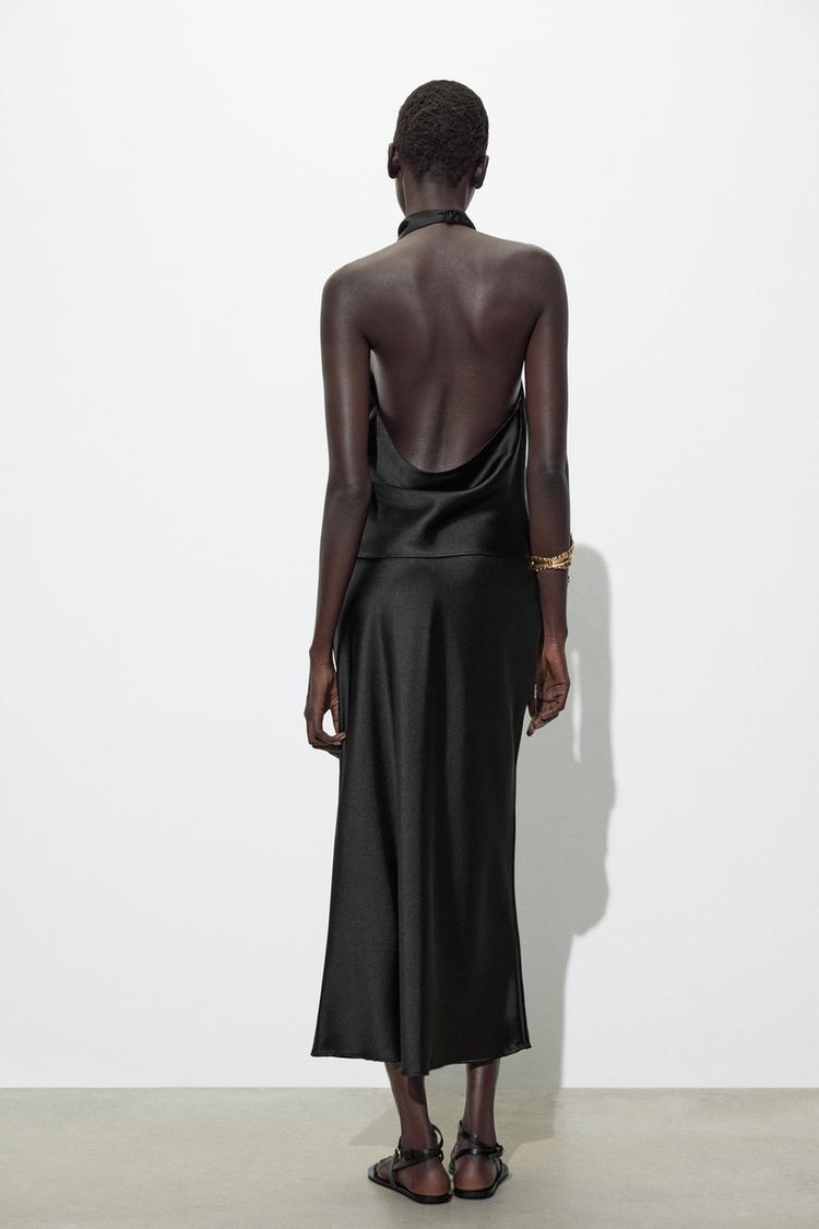 SATIN MIDI SKIRT