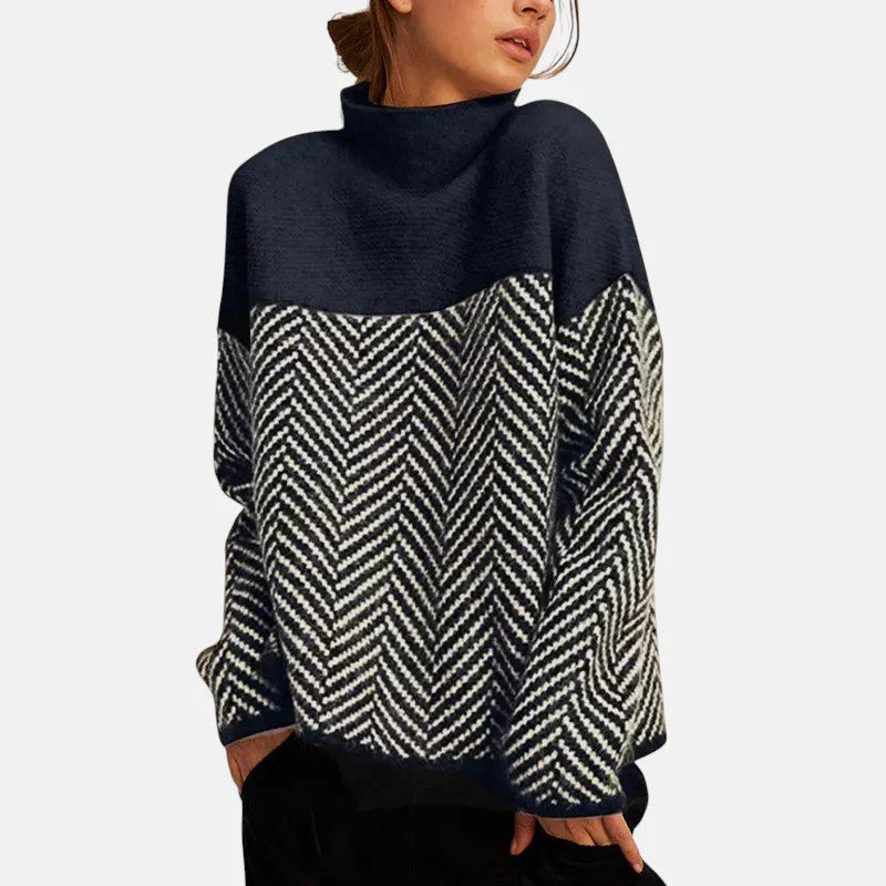 SERENYA | HERRINGBONE KNIT PULLOVER