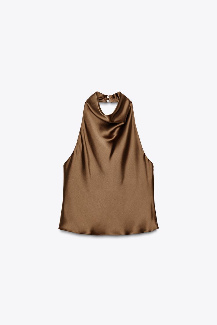 SATIN HALTER TOP