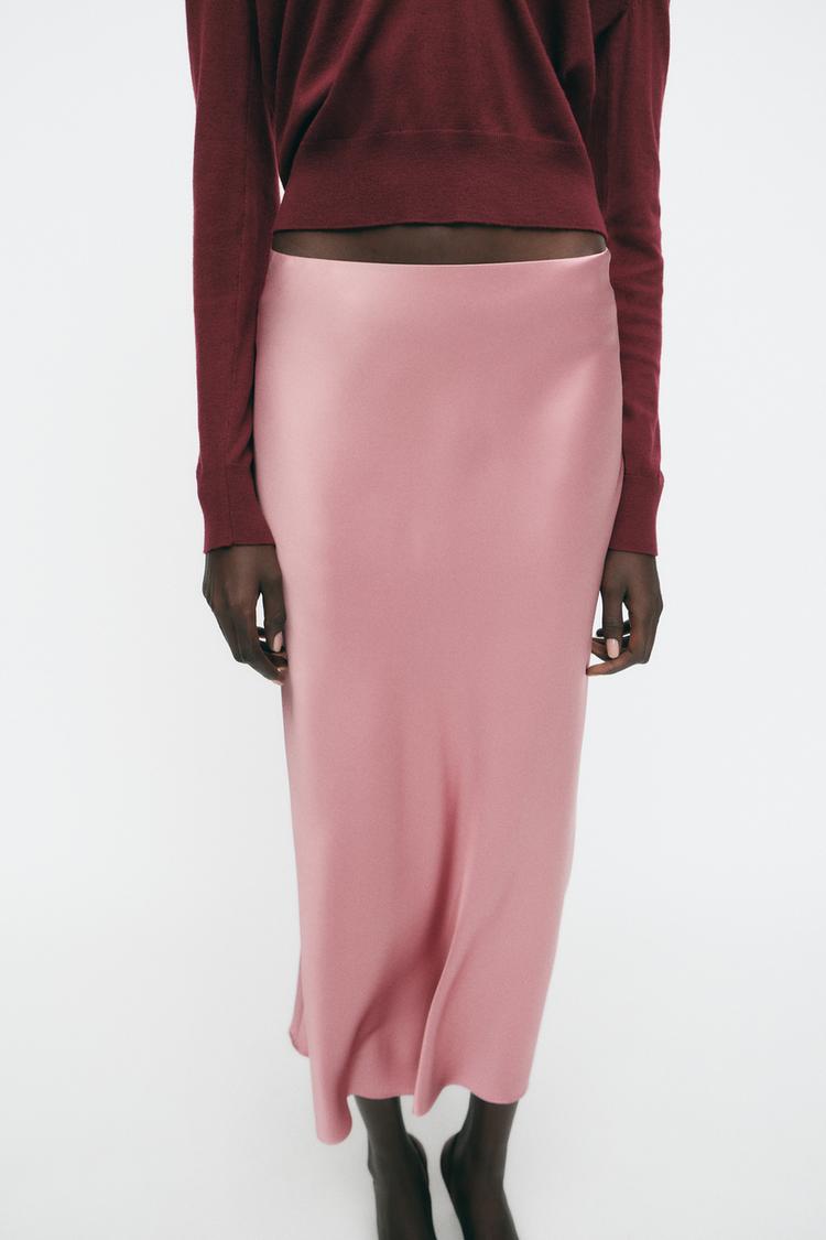 SATIN MIDI SKIRT
