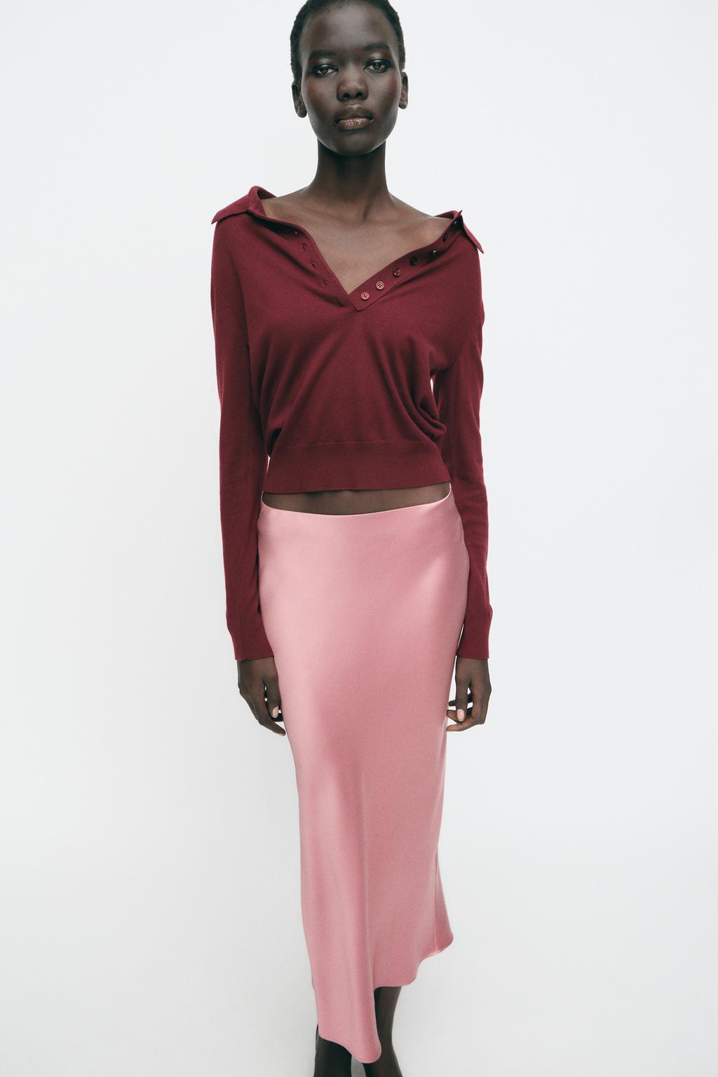 SATIN MIDI SKIRT