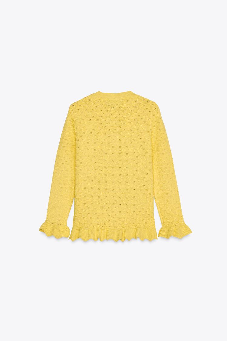 RUFFLED KNIT CARDIGAN